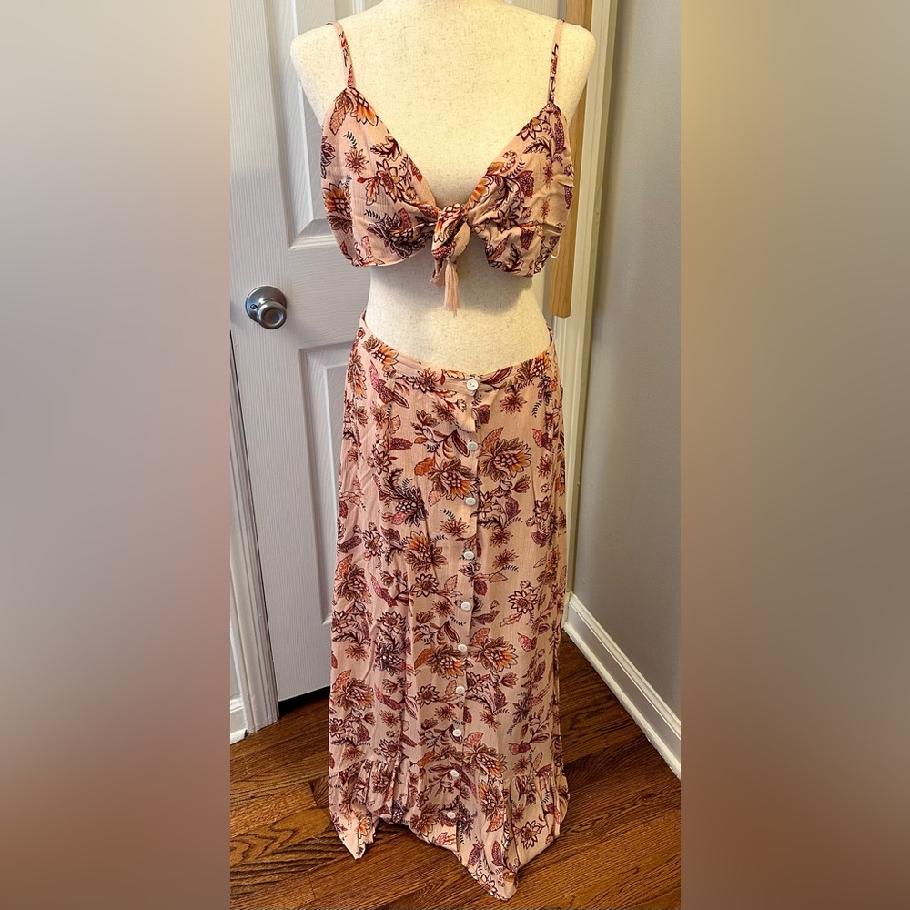 MINKPINK Lola Maxi Skirt & Tie Top Set